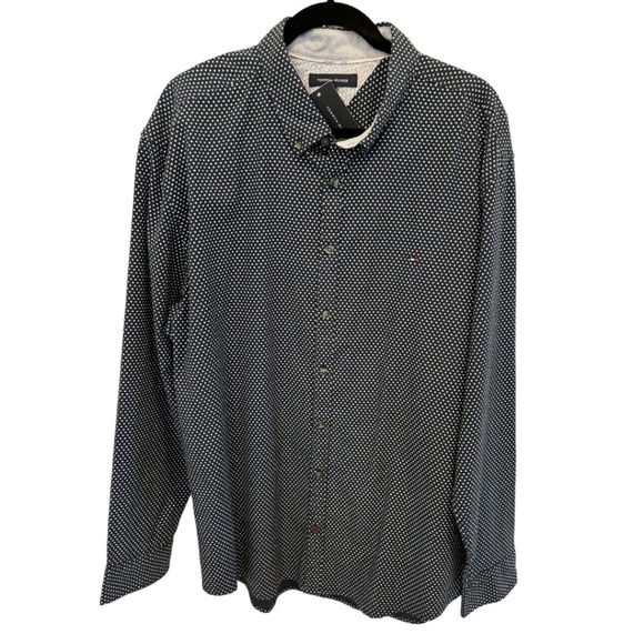 Tommy Hilfiger Navy Blue Long Sleeve Button Front Cotton Shirt Size XXL NWT - Picture 1 of 5